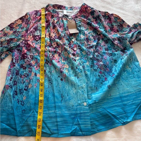 Lucky Brand Blue and Pink Floral Blouse - Picture 6 of 8